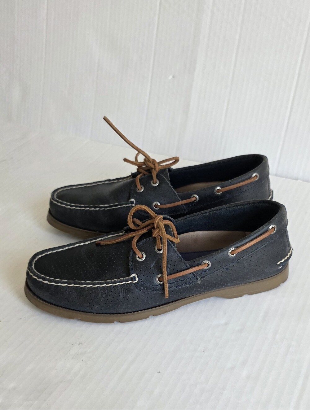 Sperry Top-sider men's Navy Leather 2-eye Boat Shoes Preppy Old Money Nautical